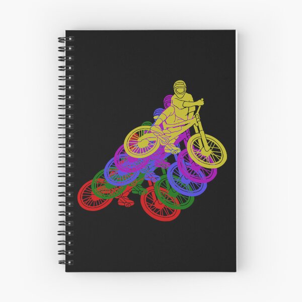 Artikelvorschau, Mountainbiker-Geschenk, farbenfroher Mountainbiker Shilouette entworfen und verkauft von All Year Round.