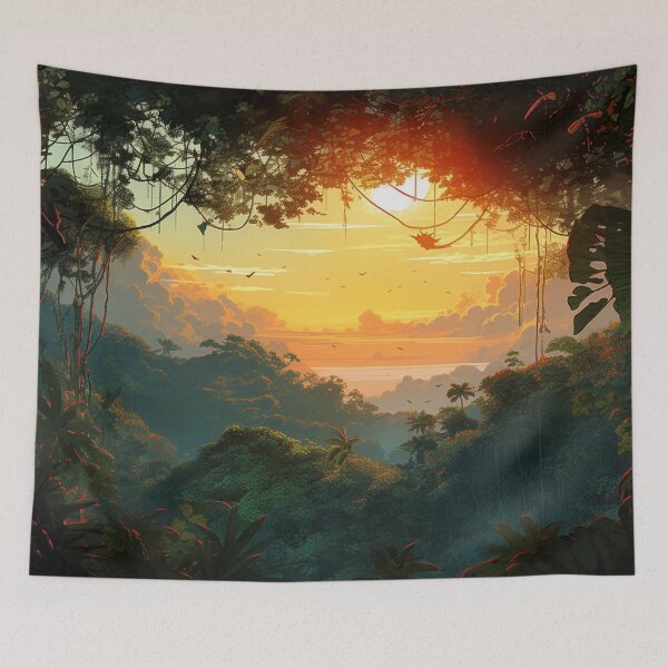 Item preview, Canopy's Horizon - Sunset Over Jungle View designed and sold by OdysseyArtworks.