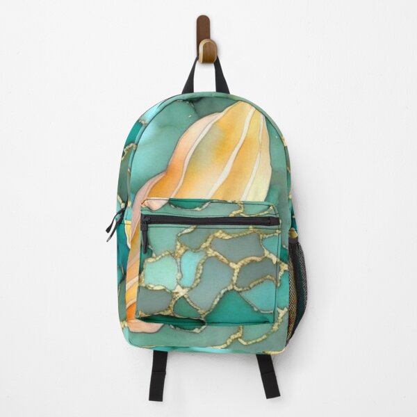 Item preview, Cute Teal And Golden Pattern Turquoise Watercolor Sea Mussels designed and sold by Moonsiess.