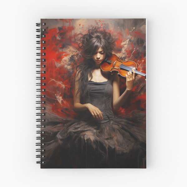 Item preview, Melody & Ink: The Tattoo-Styled Muse with a Violin Against a Crimson Grunge Canvas designed and sold by oanaunciuleanu.
