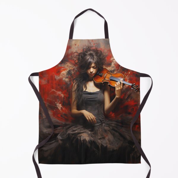 Item preview, Melody & Ink: The Tattoo-Styled Muse with a Violin Against a Crimson Grunge Canvas designed and sold by oanaunciuleanu.
