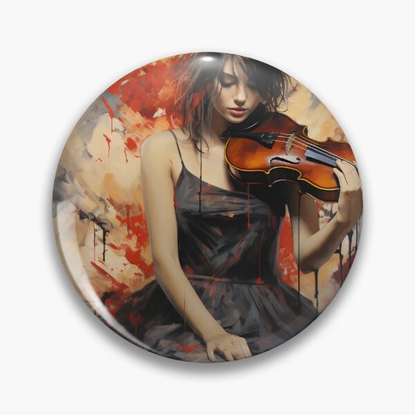 Item preview, Melody & Ink: The Tattoo-Styled Muse with a Violin Against a Crimson Grunge Canvas designed and sold by oanaunciuleanu.