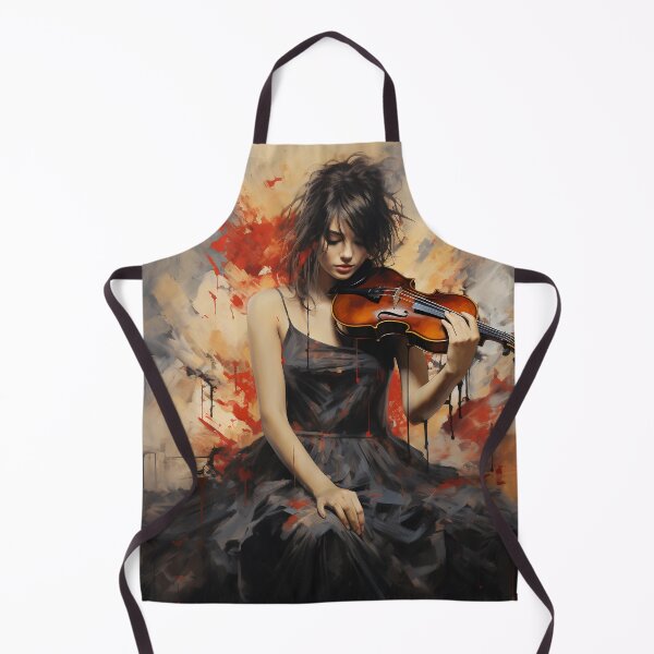 Item preview, Melody & Ink: The Tattoo-Styled Muse with a Violin Against a Crimson Grunge Canvas designed and sold by oanaunciuleanu.
