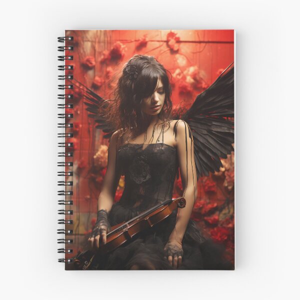 Item preview, Melody & Ink: The Tattoo-Styled Muse with a Violin Against a Crimson Grunge Canvas designed and sold by oanaunciuleanu.