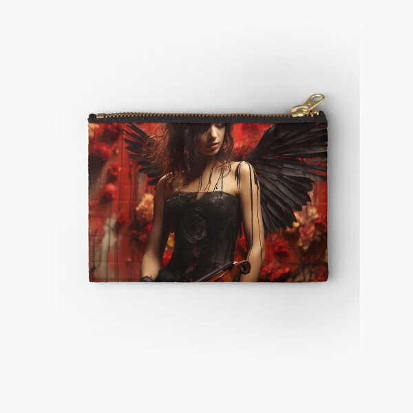 Item preview, Melody & Ink: The Tattoo-Styled Muse with a Violin Against a Crimson Grunge Canvas designed and sold by oanaunciuleanu.