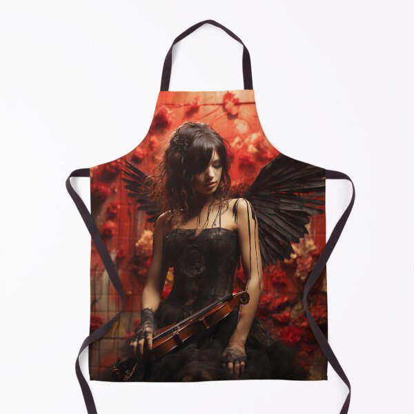 Item preview, Melody & Ink: The Tattoo-Styled Muse with a Violin Against a Crimson Grunge Canvas designed and sold by oanaunciuleanu.