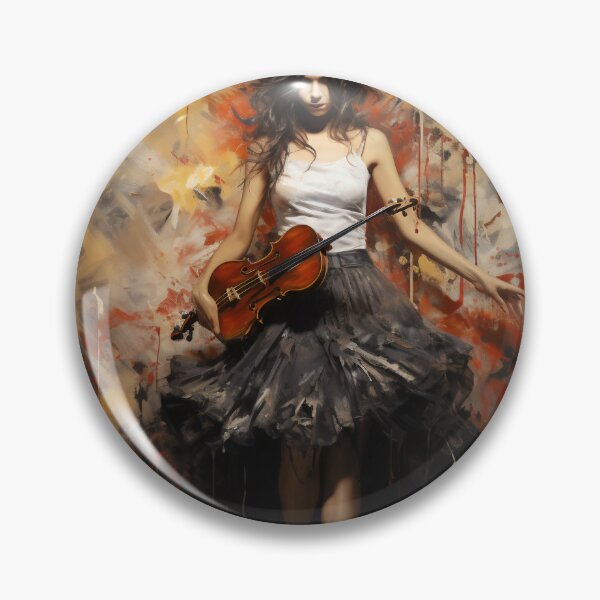 Item preview, Melody & Ink: The Tattoo-Styled Muse with a Violin Against a Crimson Grunge Canvas designed and sold by oanaunciuleanu.