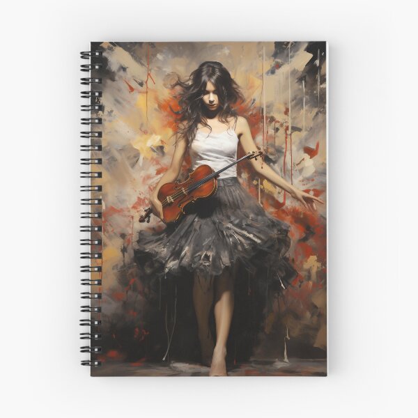 Item preview, Melody & Ink: The Tattoo-Styled Muse with a Violin Against a Crimson Grunge Canvas designed and sold by oanaunciuleanu.