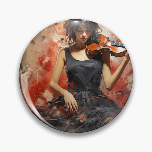 Item preview, Melody & Ink: The Tattoo-Styled Muse with a Violin Against a Crimson Grunge Canvas designed and sold by oanaunciuleanu.