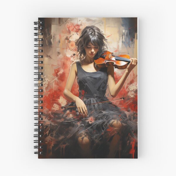 Item preview, Melody & Ink: The Tattoo-Styled Muse with a Violin Against a Crimson Grunge Canvas designed and sold by oanaunciuleanu.