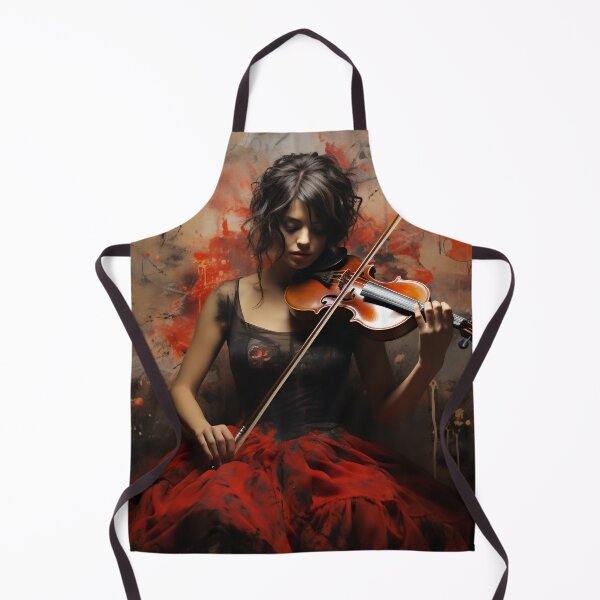 Item preview, Melody & Ink: The Tattoo-Styled Muse with a Violin Against a Crimson Grunge Canvas designed and sold by oanaunciuleanu.