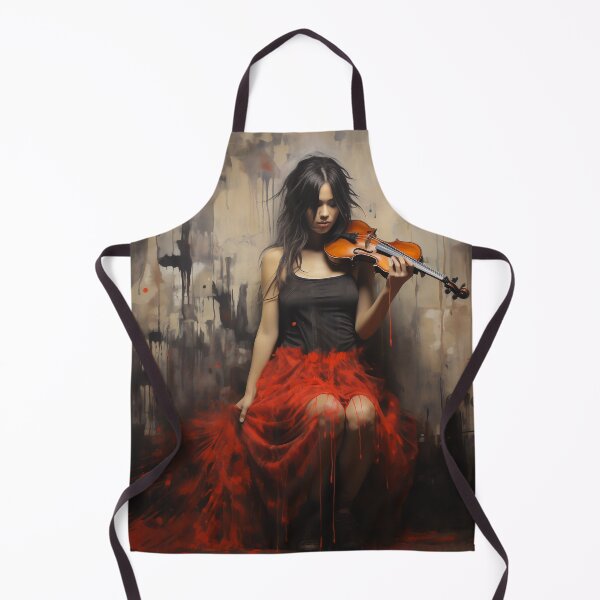 Item preview, Melody & Ink: The Tattoo-Styled Muse with a Violin Against a Crimson Grunge Canvas designed and sold by oanaunciuleanu.