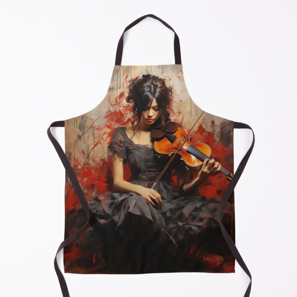 Item preview, Melody & Ink: The Tattoo-Styled Muse with a Violin Against a Crimson Grunge Canvas designed and sold by oanaunciuleanu.