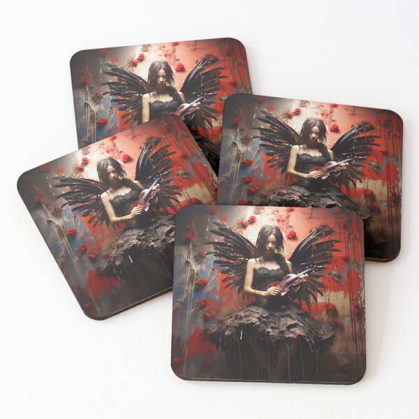 Item preview, Melody & Ink: The Tattoo-Styled Muse with a Violin Against a Crimson Grunge Canvas designed and sold by oanaunciuleanu.