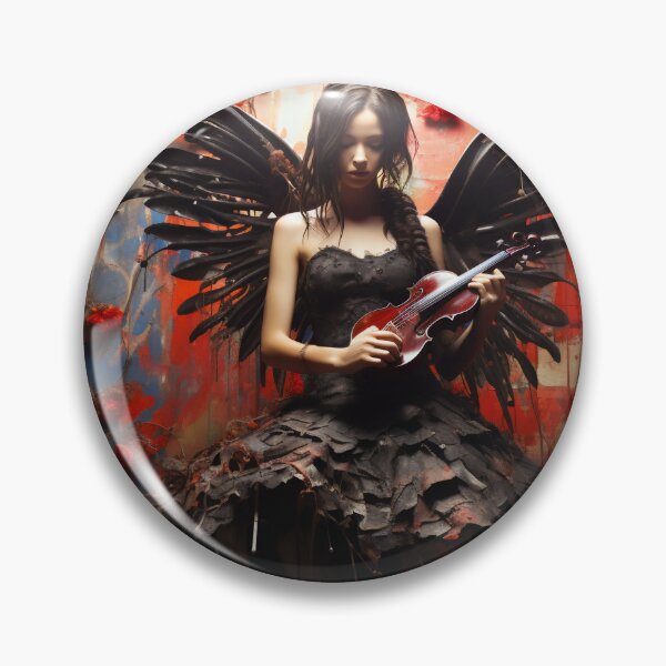 Item preview, Melody & Ink: The Tattoo-Styled Muse with a Violin Against a Crimson Grunge Canvas designed and sold by oanaunciuleanu.