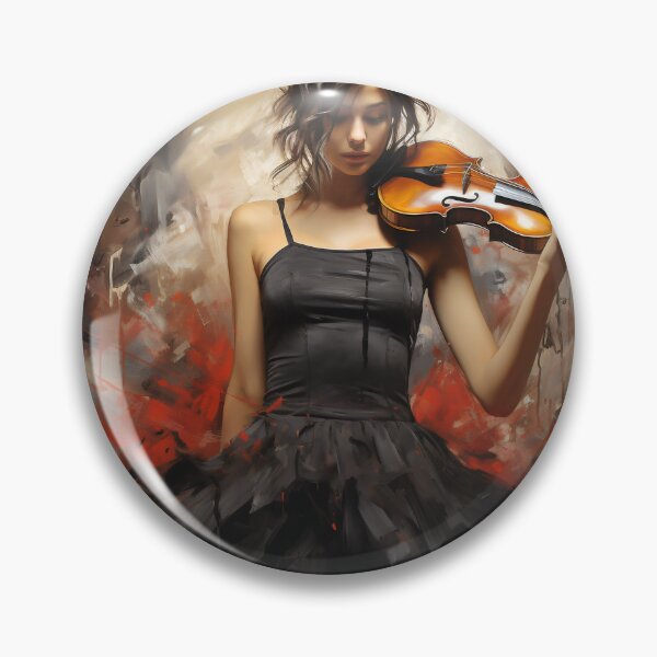Item preview, Melody & Ink: The Tattoo-Styled Muse with a Violin Against a Crimson Grunge Canvas designed and sold by oanaunciuleanu.