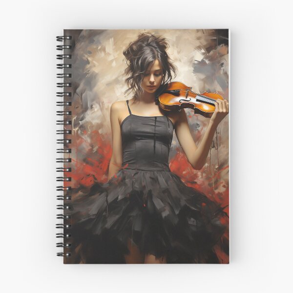 Item preview, Melody & Ink: The Tattoo-Styled Muse with a Violin Against a Crimson Grunge Canvas designed and sold by oanaunciuleanu.