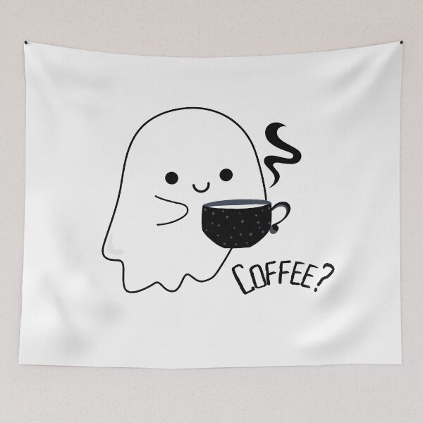Item preview, Cute ghost with a cup of hot coffee designed and sold by LePetiteShadow.