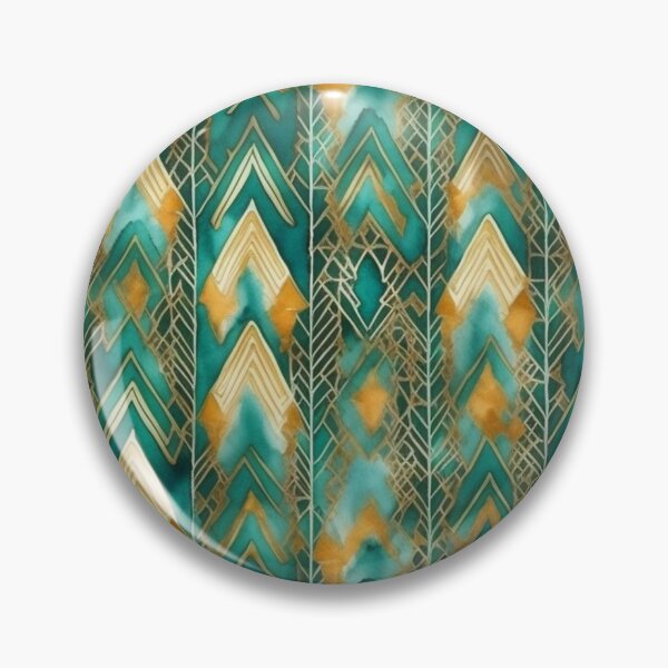 Item preview, Triangular Watercolor Harmony: Geometric Teal And Golden Pattern  designed and sold by Moonsiess.