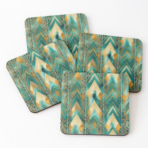 Item preview, Triangular Watercolor Harmony: Geometric Teal And Golden Pattern  designed and sold by Moonsiess.