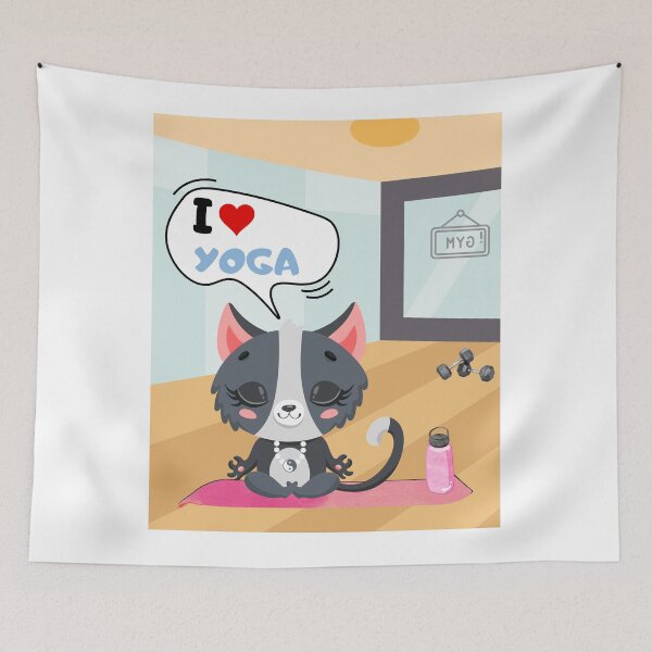 Item preview, Cat doing yoga in the gym designed and sold by studio468.