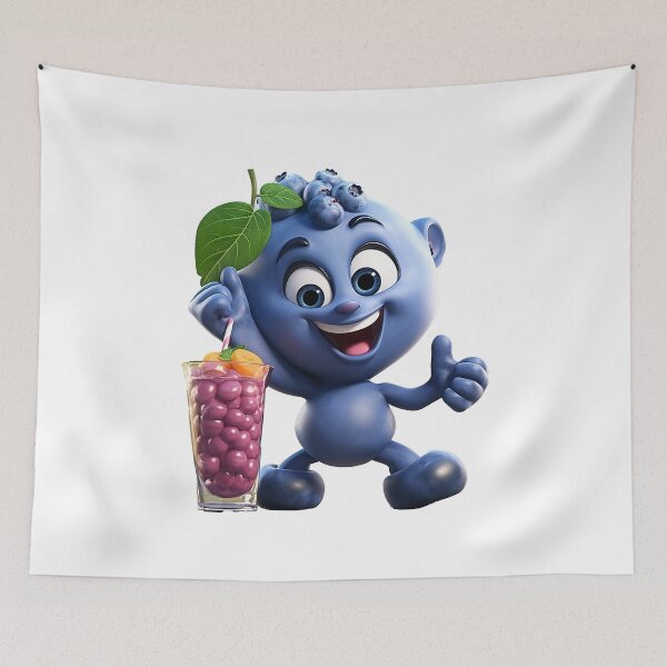 Item preview, Fruit smoothie – Mascotte who’s shaking a smoothie, 3D blackberry cartoon designed and sold by JansenGS.