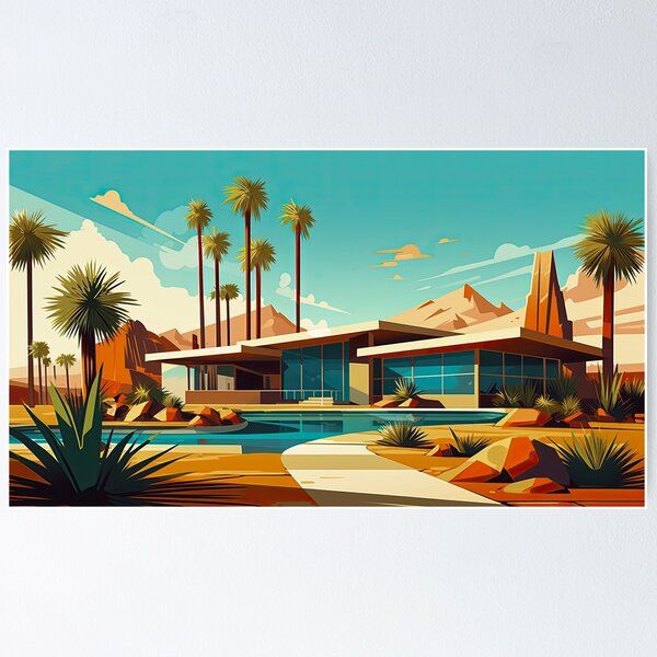 Item preview, Bungalow retro Arizona desert scenery designed and sold by FlatLandPrints.