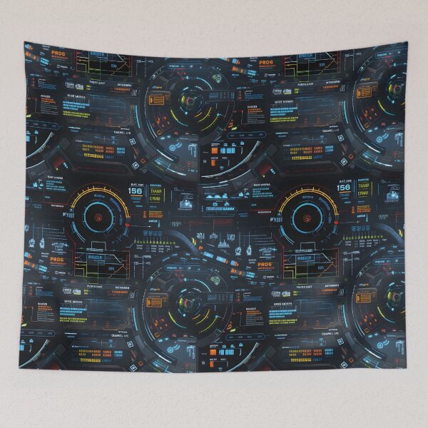 Item preview, Chrono-Tech Dreamscape: Futuristic Sci-Fi Seamless Pattern designed and sold by AlienSkinEyes.
