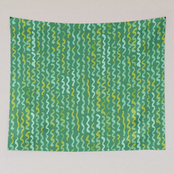 Item preview, Kelly green and lemon yellow Watercolour wavy lines designed and sold by FrancesPoff.