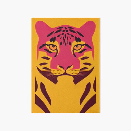 Item preview, Bohemian Tiger Portrait Vibrant Pink and Yellow Bedroom Decor designed and sold by PinkNomad.