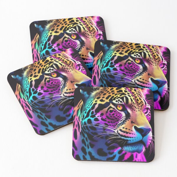 Item preview, Jaguar portrait neon aesthetic illustration designed and sold by ChaosEdits.