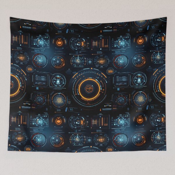 Item preview, Chrono-Tech Dreamscape: Futuristic Sci-Fi Seamless Pattern designed and sold by AlienSkinEyes.