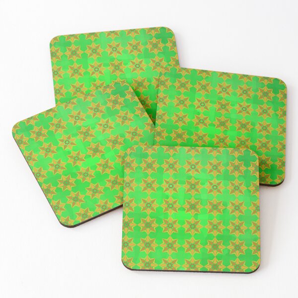 Item preview, Groovy green and yellow stars pattern designed and sold by ArtAngiTresors.