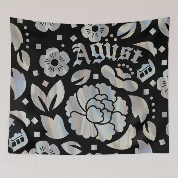 Item preview, Agust D Lotus Charm Pattern (on black) designed and sold by loonylunaART.