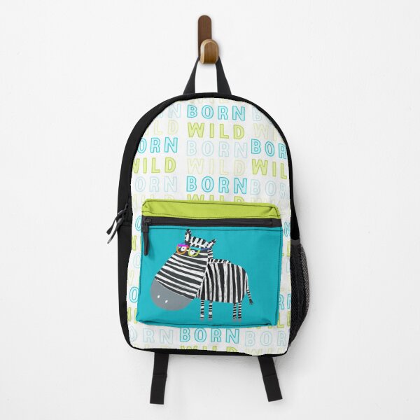 Born Wild! Funny Jungle Zebra With Born Wild Text By Artist Carla Daly. Backpack