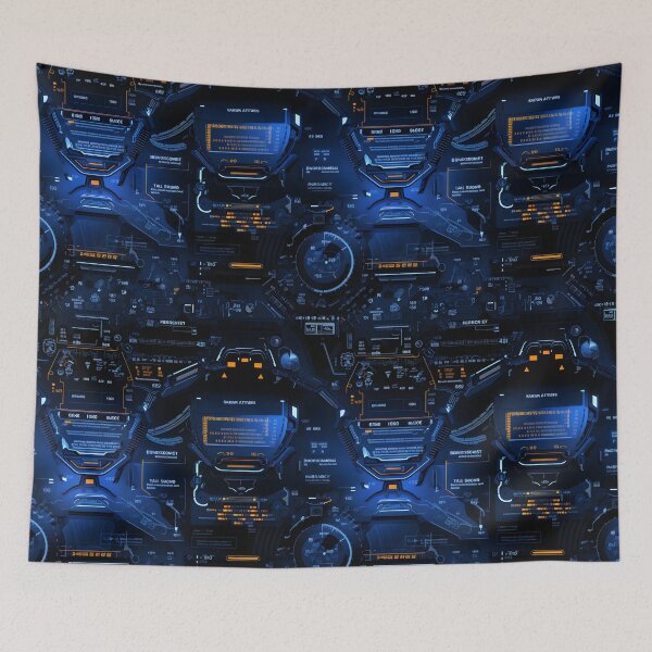 Item preview, Chrono-Tech Dreamscape: Futuristic Sci-Fi Seamless Pattern designed and sold by AlienSkinEyes.