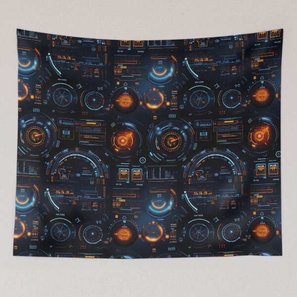 Item preview, Chrono-Tech Dreamscape: Futuristic Sci-Fi Seamless Pattern designed and sold by AlienSkinEyes.