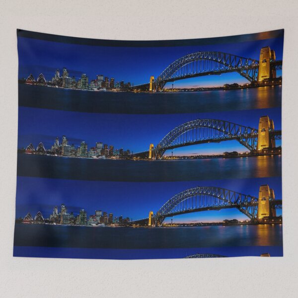 Item preview, Sydney Harbour Bridge and City Skyline Panorama Photograph - Sunset Blue Hour designed and sold by MC-Photo.