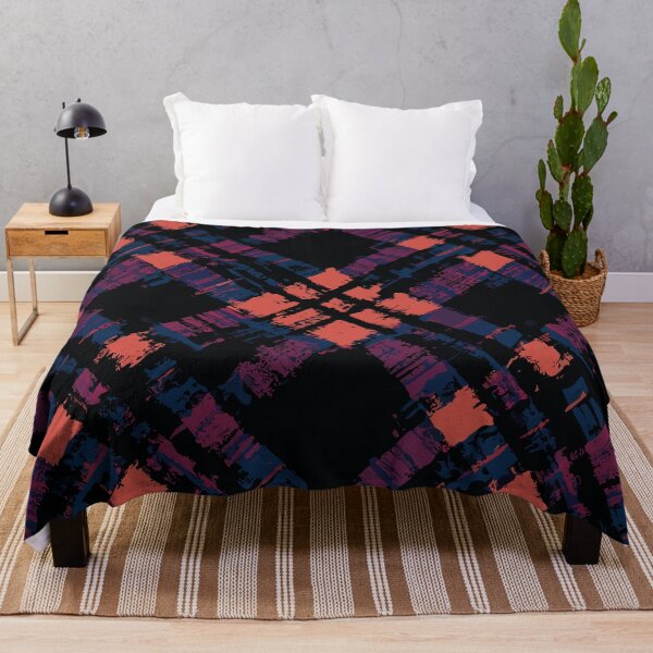 Item preview, Preppy Grunge Scottish Tartan in Salmon Pink Orange Purple and Blue designed and sold by SamJanner.