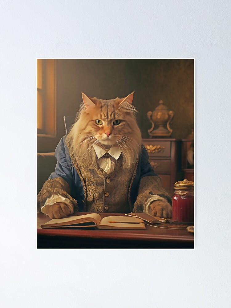 Oil Painting Portrait of Medieval Cat - Gift for Cats Lover, Pet Gift  Poster for Sale by AITeeGenius