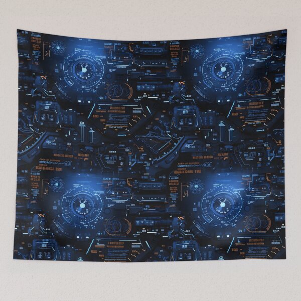Item preview, Chrono-Tech Dreamscape: Futuristic Sci-Fi Seamless Pattern designed and sold by AlienSkinEyes.