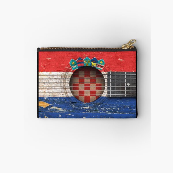Item preview, Old Vintage Acoustic Guitar with Croatian Flag designed and sold by JeffBartels.