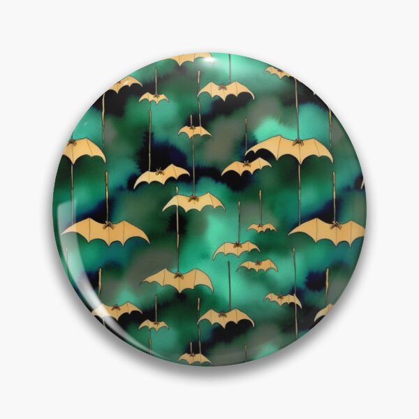 Item preview, Cute Vibrant Bats Halloween Teal And Golden Pattern  designed and sold by Moonsiess.