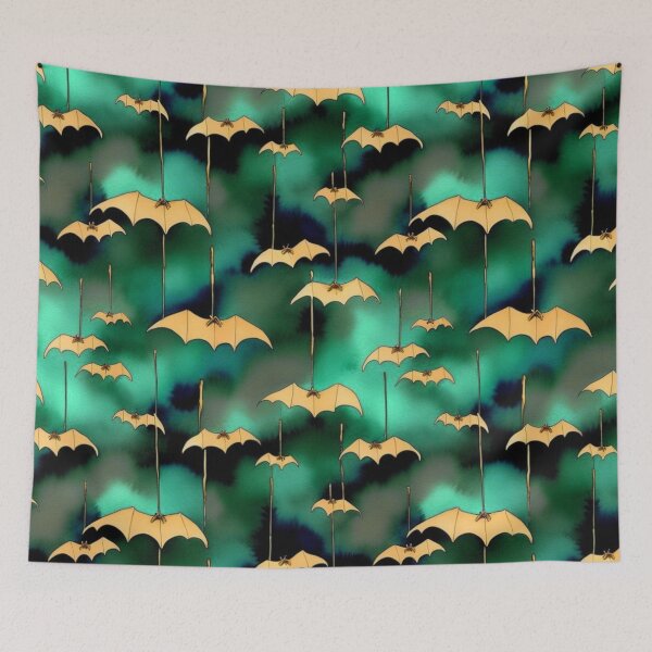 Item preview, Cute Vibrant Bats Halloween Teal And Golden Pattern  designed and sold by Moonsiess.
