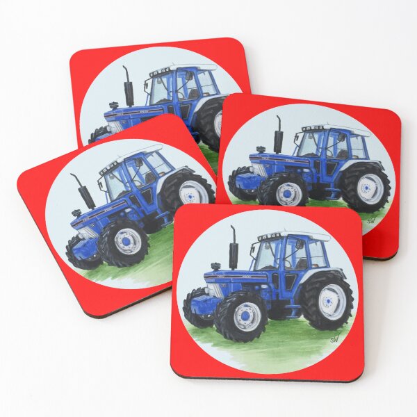 Item preview, Blue Classic Tractor (red background) designed and sold by SandraWarmerdam.