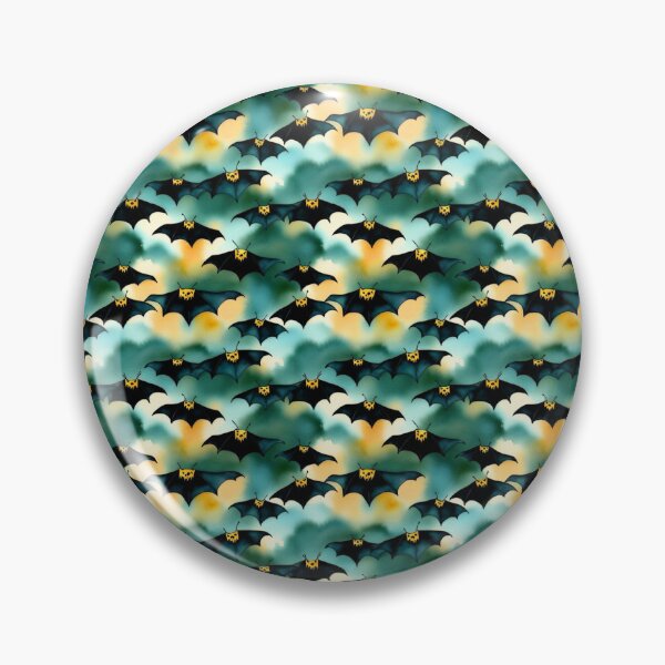 Item preview, Abstract Bats Watercolor Halloween Teal And Golden Pattern  designed and sold by Moonsiess.