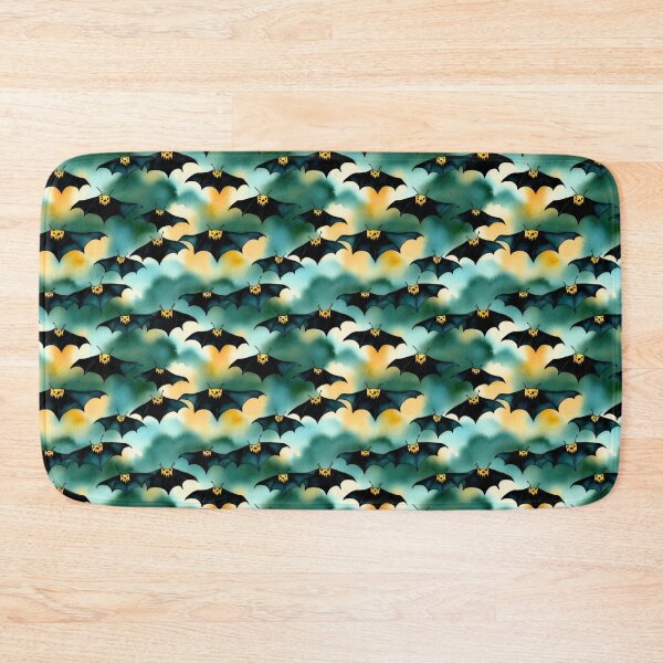 Item preview, Abstract Bats Watercolor Halloween Teal And Golden Pattern  designed and sold by Moonsiess.