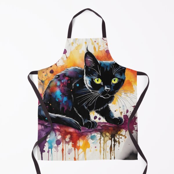 Aperçu de l'œuvre beau mignon adorable chat noir dans les éclaboussures de peinture créée et vendue par Niktarka.