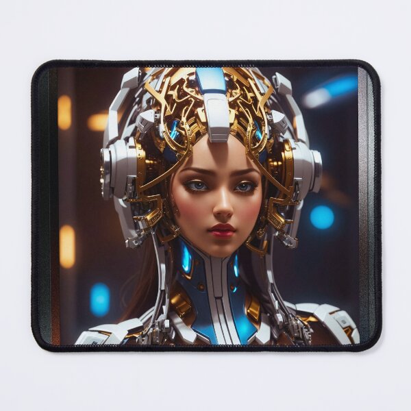 Item preview, The Cybilan Cyborg Atriana Sci-Fi Beautiful AI Concept Art Portrait by Xzendor7 designed and sold by Xzendor7 Digital Art Creations.
