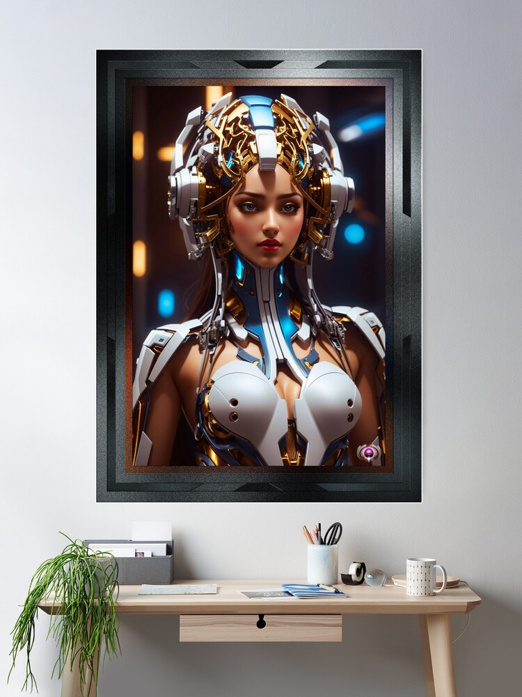 The Cybilan Cyborg Atriana AI Concept Art by Xzendor7 - The Beauty Of A Bio-Machine Interface 2 The Cybilan Cyborg Atriana Sci-Fi Beautiful AI Concept Art Portrait by Xzendor7 Wall Decor Poster